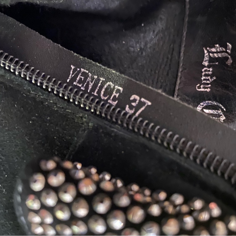 Elegant Black Lady Couture Ankle Boots with Studded Cuff - Picture 11 of 11